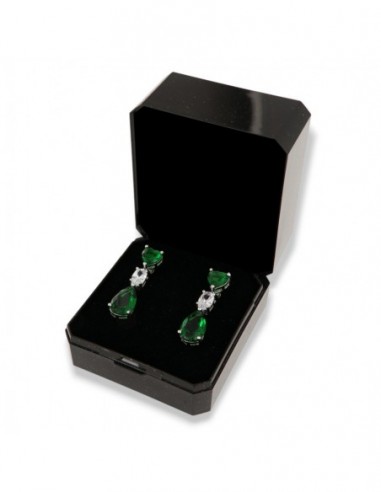 Orecchini Argento Rodiato Pendente Zirconi Verdi [e9fdf255]