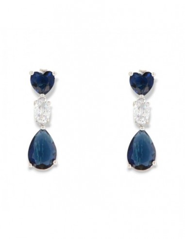 Orecchini Argento Rodiato Pendente Zirconi Blu [c3b9b505]