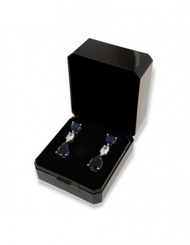 Orecchini Argento Rodiato Pendente Zirconi Blu [6e512a54]