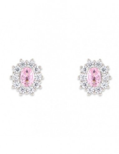 Orecchini Argento Rodiato Principessa Rosa 4x3MM [0b8afc28]