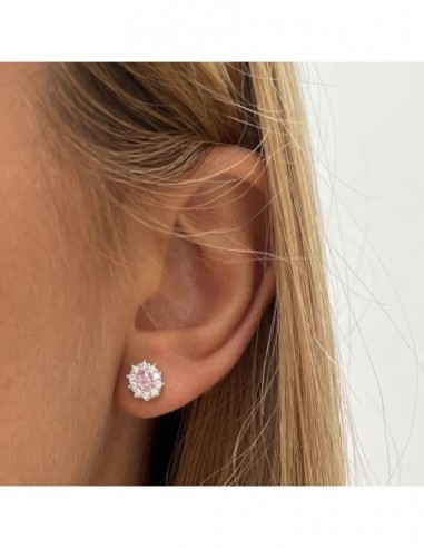 Orecchini Argento Rodiato Principessa Rosa 4x3MM [12143c52]