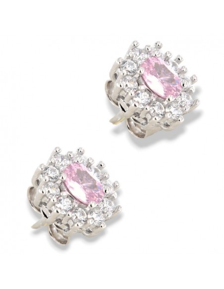 Orecchini Argento Rodiato Principessa Rosa 4x3MM [a509fd56]
