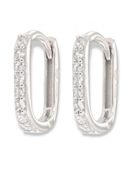Orecchini Argento Rodiato Cerchi Ovali Zirconi Bia [b9c77a32]