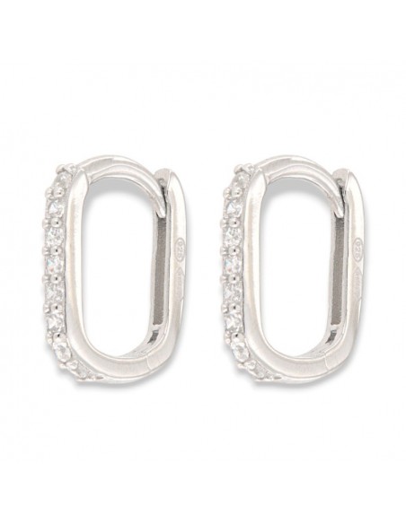 Orecchini Argento Rodiato Cerchi Ovali Zirconi Bia [b2b2694c]