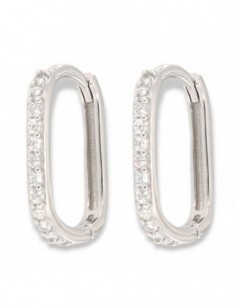 Orecchini Argento Rodiato Cerchi Ovali Zirconi Bia [60e1393f]