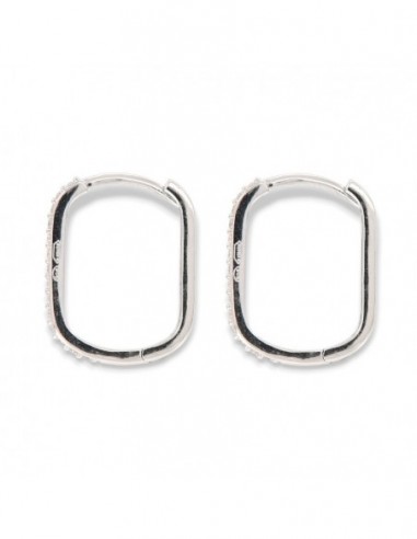 Orecchini Argento Rodiato Cerchi Ovali Zirconi Bia [b9bb9f51]