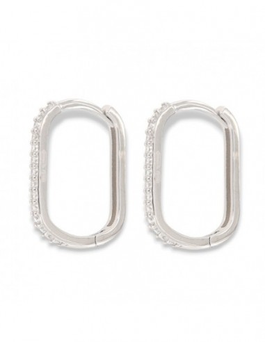 Orecchini Argento Rodiato Cerchi Ovali Zirconi Bia [bcebd84f]