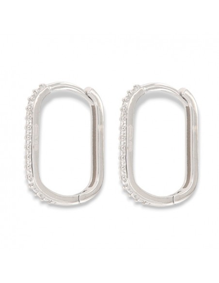 Orecchini Argento Rodiato Cerchi Ovali Zirconi Bia [bcebd84f]