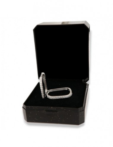 Orecchini Argento Rodiato Cerchi Ovali Zirconi Bia [0bf6194b]