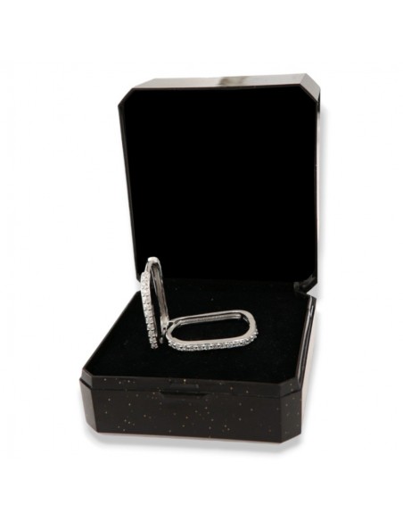 Orecchini Argento Rodiato Cerchi Ovali Zirconi Bia [0bf6194b]