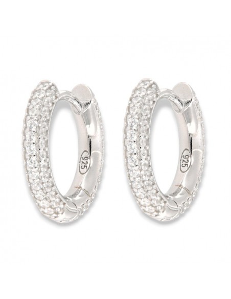 Orecchini Argento Rodiato Cerchi Zirconi Pavè [dd5c7607]