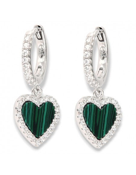 Orecchini Argento Rodiato Cerchi Pendente Cuore [b97067f3]