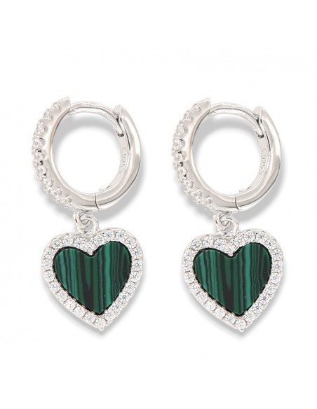 Orecchini Argento Rodiato Cerchi Pendente Cuore [1cca2189]