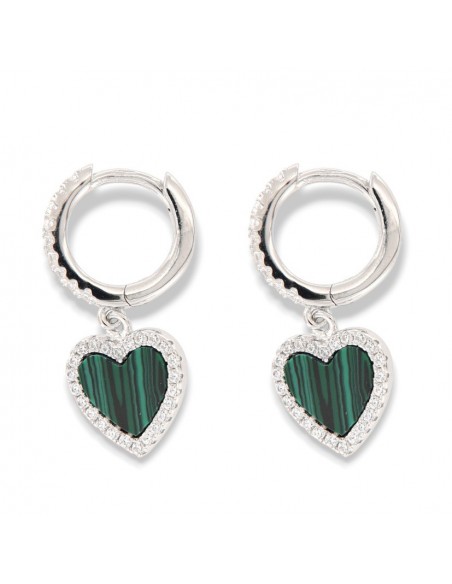 Orecchini Argento Rodiato Cerchi Pendente Cuore [199a6697]