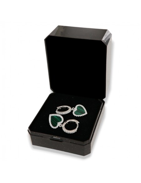 Orecchini Argento Rodiato Cerchi Pendente Cuore [ae87a793]