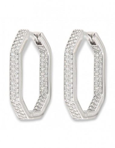 Orecchini Argento Rodiato Cerchi Zirconi Interni [605624fe]