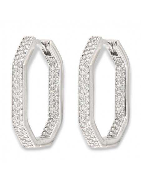 Orecchini Argento Rodiato Cerchi Zirconi Interni [605624fe]