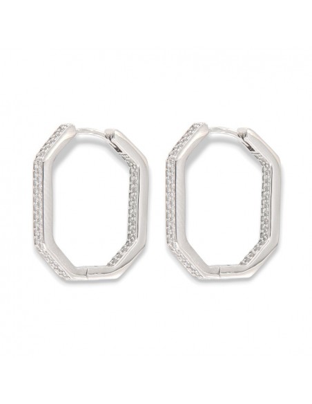 Orecchini Argento Rodiato Cerchi Zirconi Interni [906f0f95]
