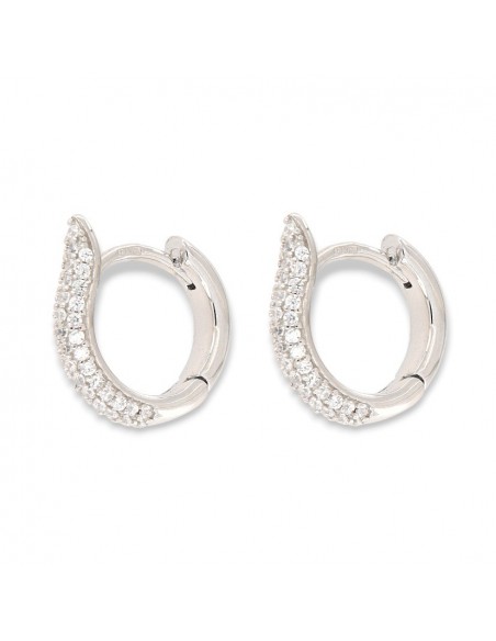 Orecchini Argento Rodiato Cerchi Zirconi 13,50MM [1c07820f]