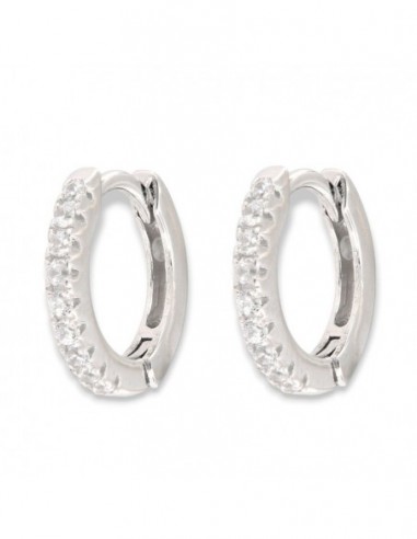 Orecchini Argento Rodiato Cerchi Zirconi Bia 12MM [bc2020ed]