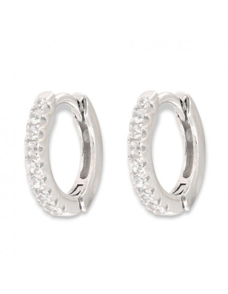 Orecchini Argento Rodiato Cerchi Zirconi Bia 12MM [bc2020ed]