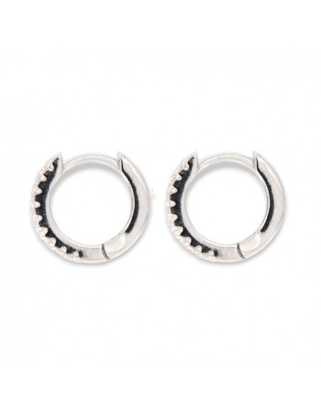 Orecchini Argento Rodiato Cerchi Zirconi Bia 12MM [898d2a8c]