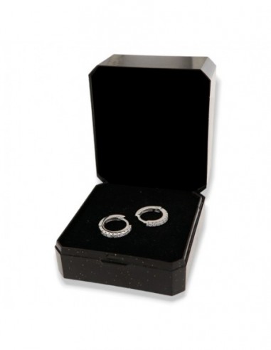 Orecchini Argento Rodiato Cerchi Zirconi Bia 12MM [3bc0ac96]