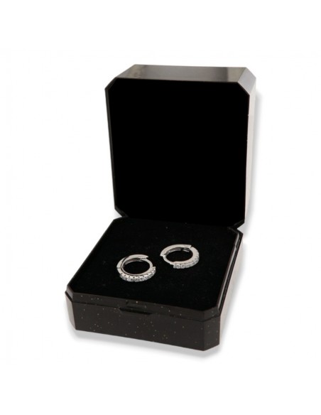Orecchini Argento Rodiato Cerchi Zirconi Bia 12MM [3bc0ac96]