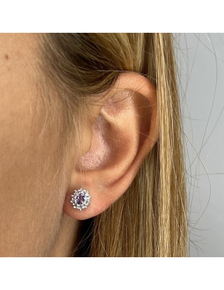 Orecchini Argento Rodiato Principessa Lilla 4x3MM [7ca64b32]