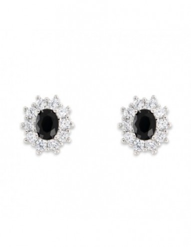 Orecchini Argento Rodiato Principessa Nera 4x3MM [dd855044]