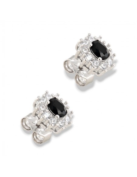 Orecchini Argento Rodiato Principessa Nera 4x3MM [5efc8133]