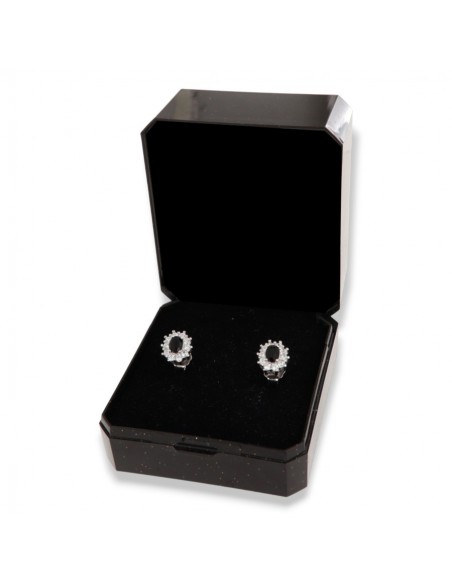 Orecchini Argento Rodiato Principessa Nera 4x3MM [ecb10729]