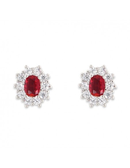 Orecchini Argento Rodiato Principessa Rossa 4x3MM [6a989140]