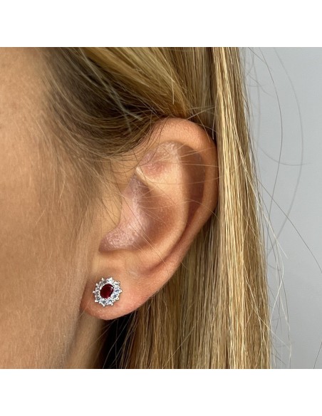 Orecchini Argento Rodiato Principessa Rossa 4x3MM [6e4d9836]