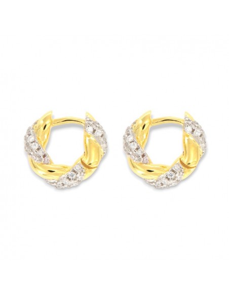 Orecchini Argento Dorato Cerchi Zirconi Bianchi [23288bd1]