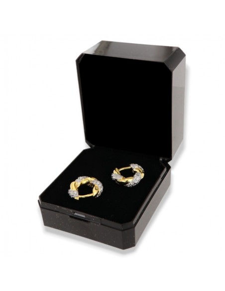 Orecchini Argento Dorato Cerchi Zirconi Bianchi [91650dcb]