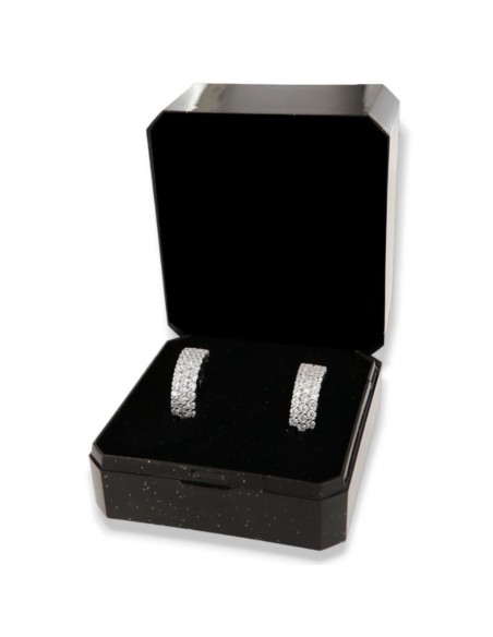 Orecchini Argento Rodiato Cerchi Zirconi Bianchi [8dd76fcc]