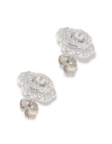 Orecchini Argento Rodiato Fiore Zirconi Pavè [b83631d7]