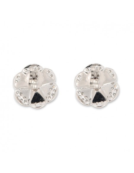 Orecchini Argento Rodiato Fiore Zirconi Pavè [bd6676c9]