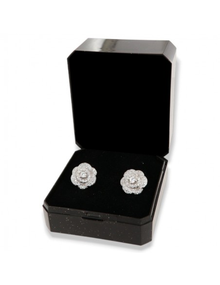 Orecchini Argento Rodiato Fiore Zirconi Pavè [0a7bb7cd]