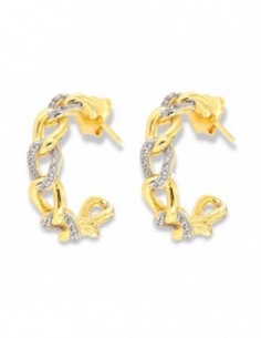 Orecchini Argento Dorato Cerchi Grumetta Zirconi [9b8355f0]