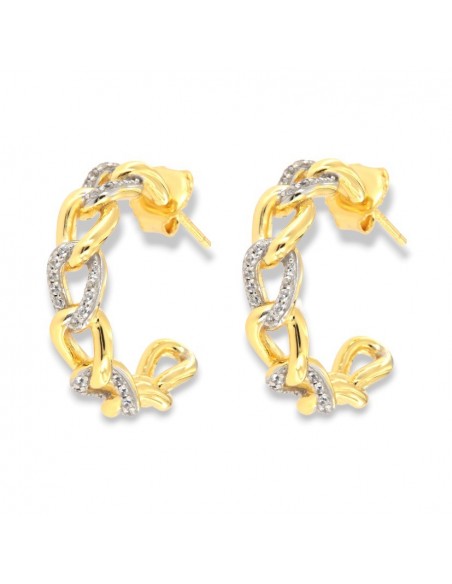 Orecchini Argento Dorato Cerchi Grumetta Zirconi [9b8355f0]