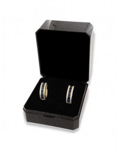 Orecchini Argento Dorato Cerchi Zirconi Blu/Bia [a901c8c5]