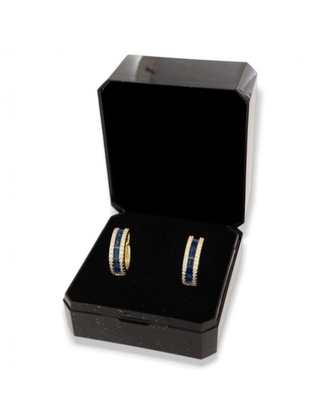 Orecchini Argento Dorato Cerchi Zirconi Blu/Bia [a901c8c5]