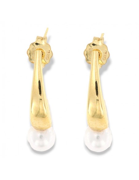 Orecchini Argento Dorato Cerchi Perla 6MM [9b344831]