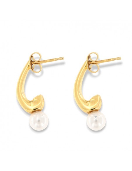 Orecchini Argento Dorato Cerchi Perla 6MM [9aeb570e]