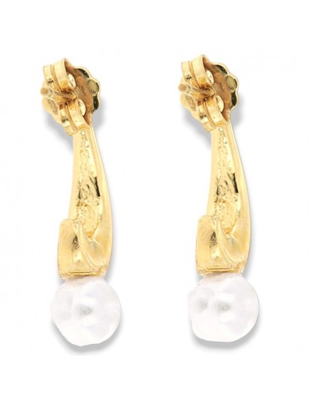 Orecchini Argento Dorato Cerchi Perla 6MM [9fbb1010]