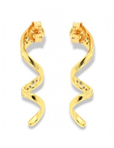 Orecchini Argento Dorato Pendente Spirale Zirconi [1817c811]
