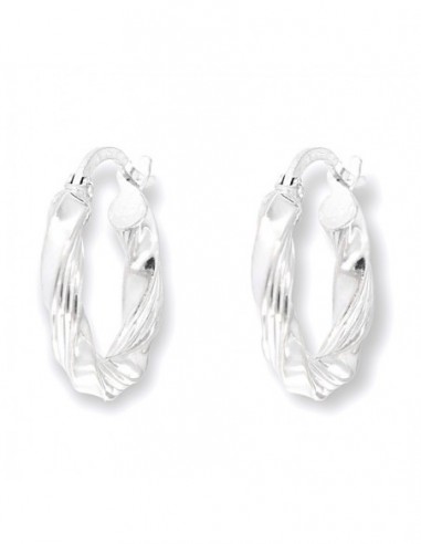 Orecchini Oro Bianco Cerchi Canna Intrecciata 16MM [7ff425ee]