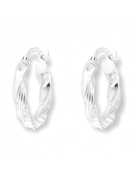 Orecchini Oro Bianco Cerchi Canna Intrecciata 16MM [7ff425ee]